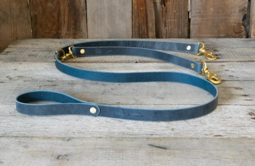 Whiskey Leather Works - Full Leather Double Dog Leash