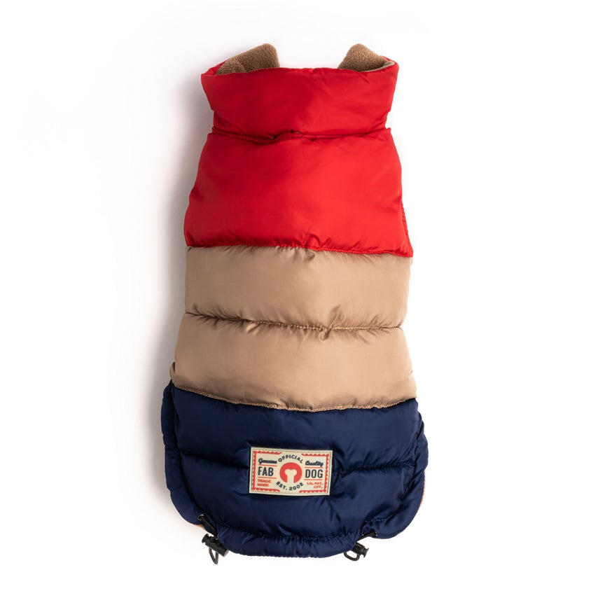 Fabdog - Red, Tan &amp; Navy Color Block Puffer