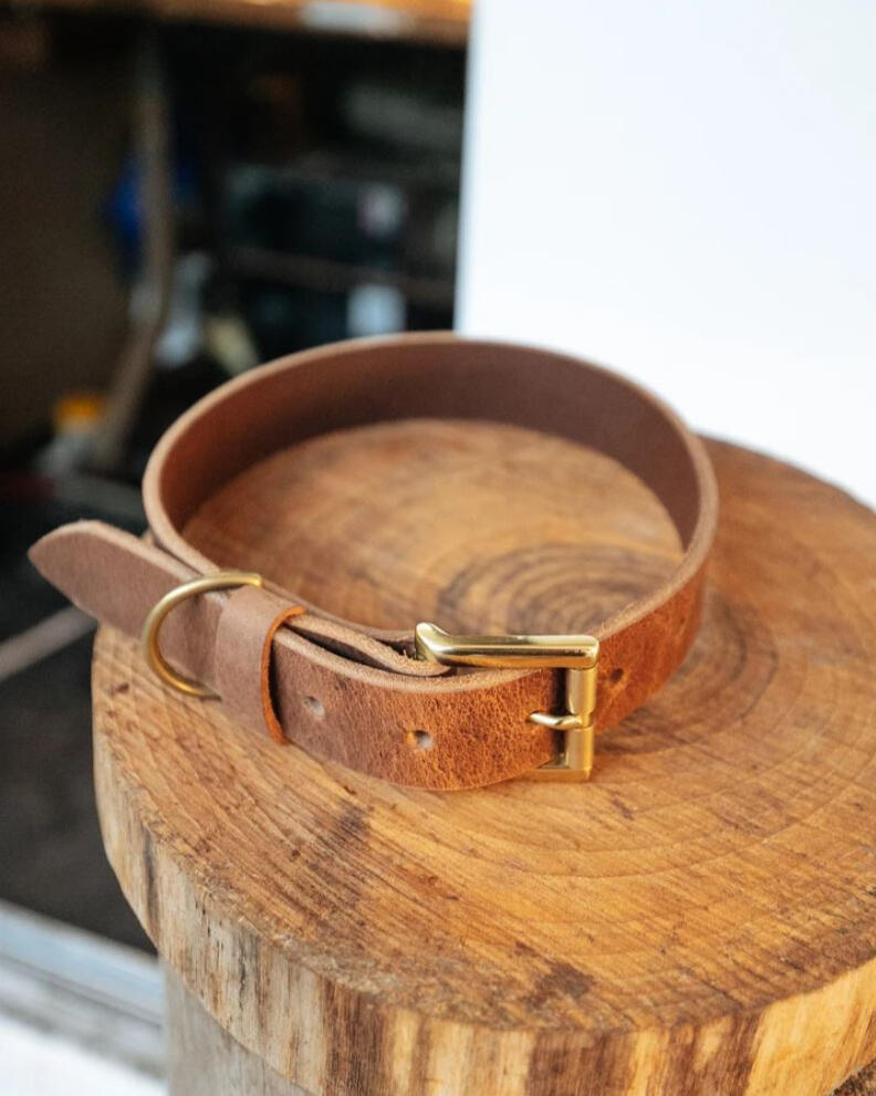 Vintage Brown Leather Dog Collar